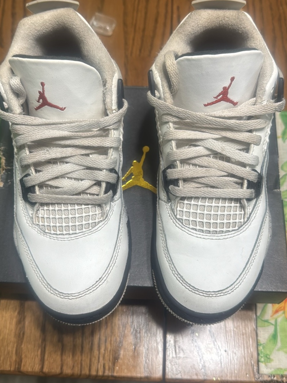 Jordan White Leather Sneakers with Red Jumpman and Black Accents